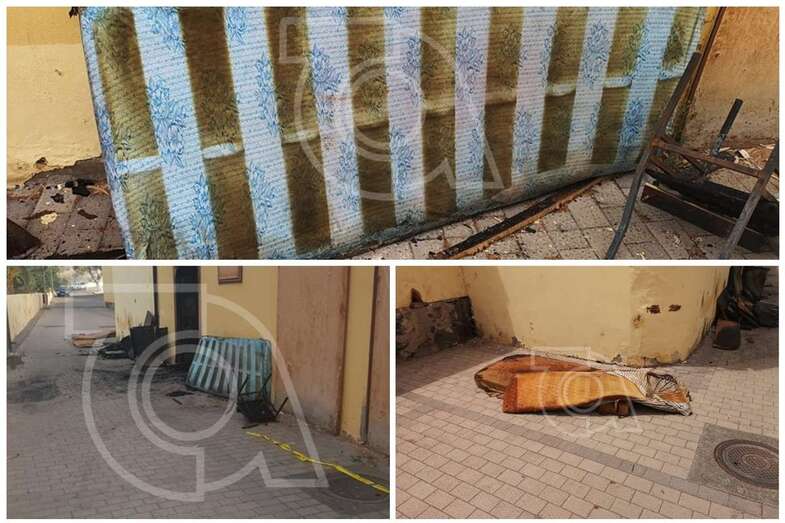 Los restos calcinados del último incendido, desparramados por el interior del histórico inmueble (Foto TA)